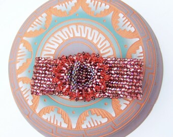 Sparkly Woven Coral Bracelet