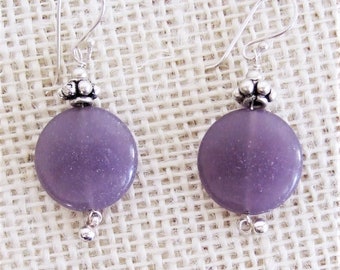 Purple Lepidolite and Sterling Earrings