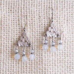 Sterling Silver and Opalite Moonstone Chandeleier Earrings