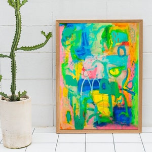 Colorful Abstract Wall Art - Modern Art Print, Multicolor Expressionist Poster, Bright Contemporary Artwork, Maximalist Wall Art Funky
