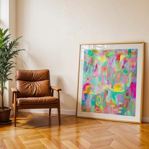 Original Abstract Painting Print - Colorful Bright Abstract Poster, Multicolor Modern Wall Art for Living Room, Eclectic Home Decor