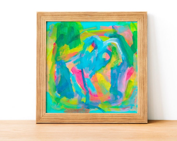 FRAMED Abstract Painting Print Colorful Modern Art Poster with Frame Wall Decor for Living Room Gift for New Home