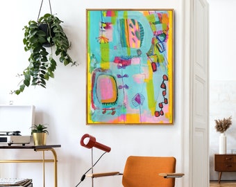 Large Abstract Wall Art Bright Colorful Art Print Original Art Poster Eclectic Gallery Wall Prints Modern Home Decor