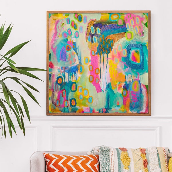 Colorful Abstract Print, Original Fine Wall Art, Large Bright Abstract Poster, Modern Multicolor Wall Decor, Eclectic Living Room Decor