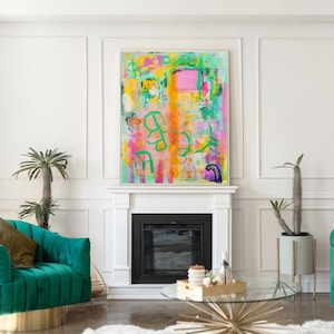 Large Scale Abstract Painting Original on Canvas Vibrant Oversized Modern Art Painting Colorful Contemporary Wall Art for Living Room Decor