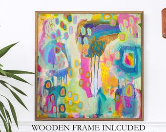 Abstract Wall Art Framed Print - Modern Colorful Ready to Hang Home Decor - Large Art Poster Gift