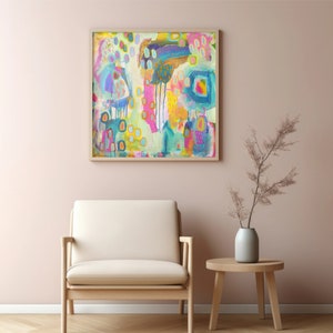 Large 28x28" Abstract Painting Print, Colorful Contemporary Wall Art, Modern Abstract Poster, Bright Original Art Print for Wall Decor