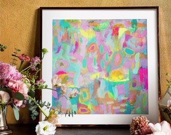 Vibrant Abstract Art Print, Bright Multicolor Original Abstract Painting, Contemporary Modern Art Poster