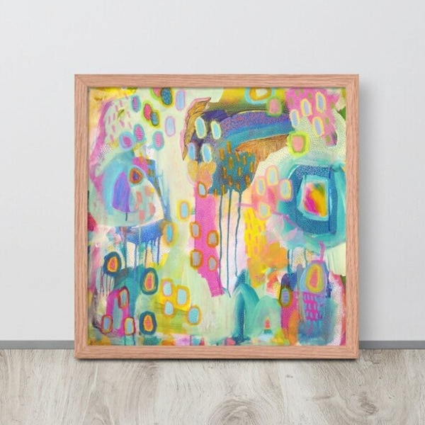 FRAMED Abstract Wall Art Print, Colorful Original Fine Art Poster, Bright Eclectic Wall Decor, Gallery Wall Prints Eclectic