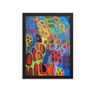 Framed Abstract Art Print: Colorful Modern Painting Poster