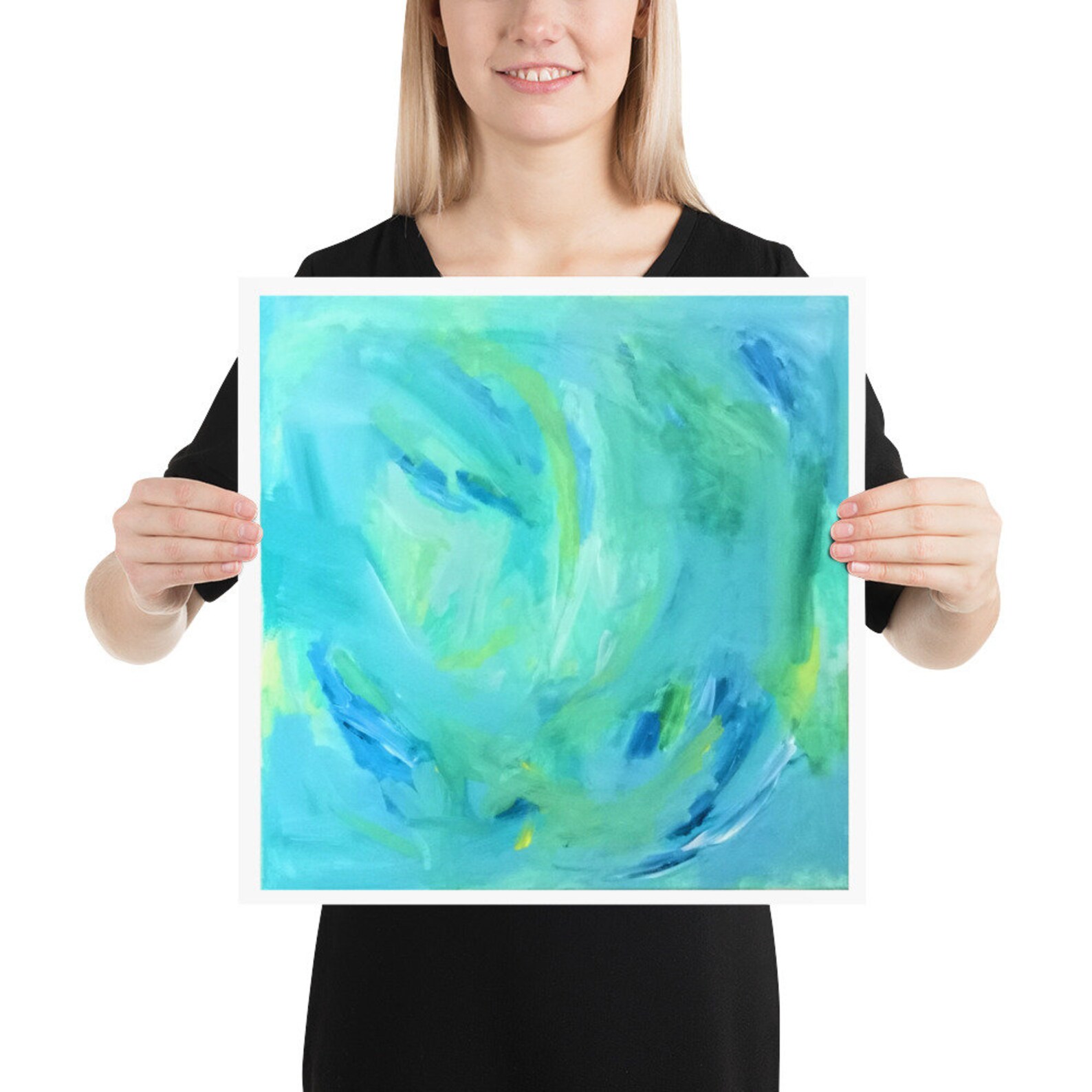 Abstract Blue Ocean Wave Wall Art Coastal Aesthetic Print Etsy