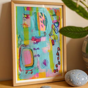 Large Abstract Wall Art - Bright Colorful Print, Original Art Poster, Eclectic Gallery Wall Prints, Modern Home Decor