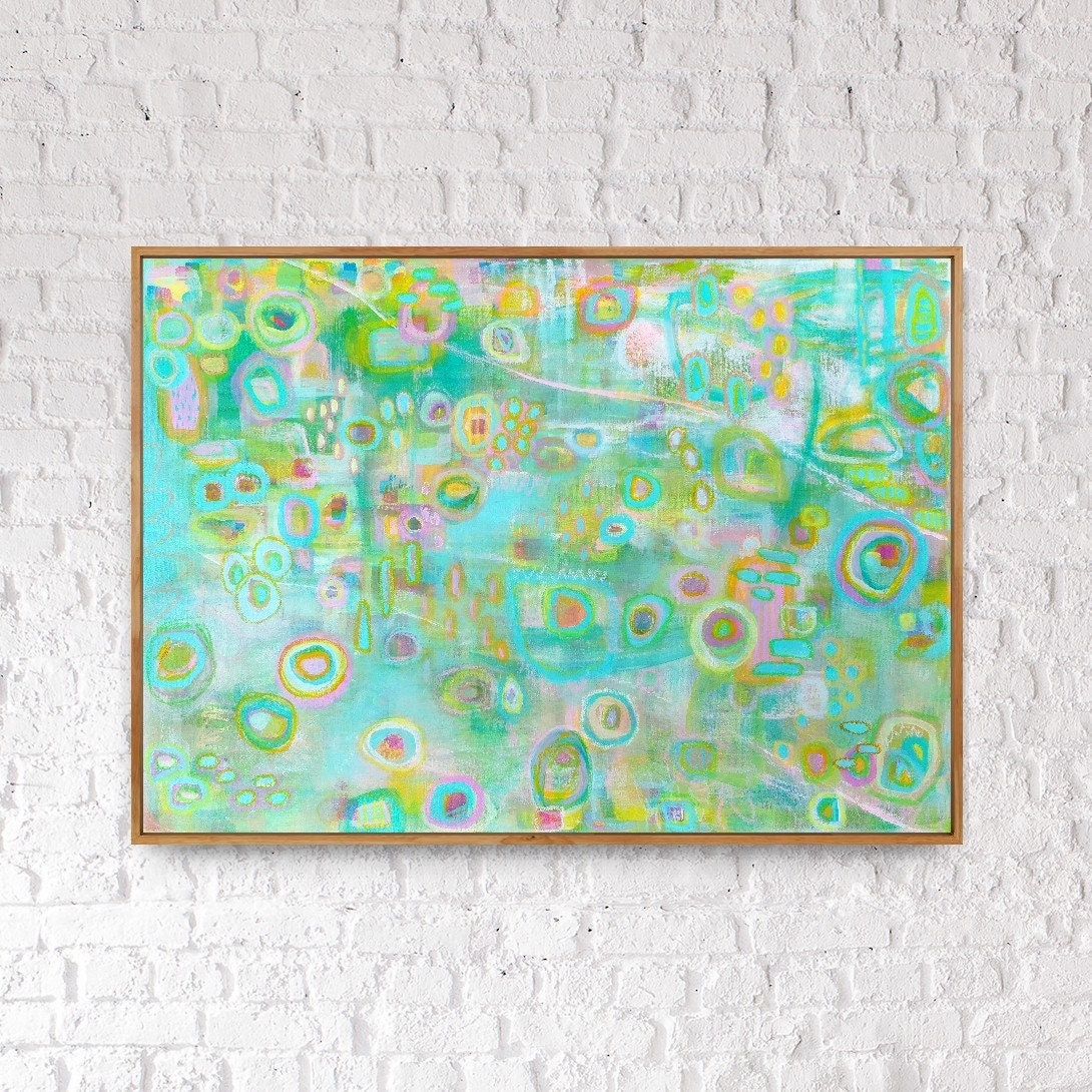 Light Blue Green Abstract Art Print Pastel Wall Art for Etsy