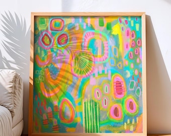 Original Abstract Wall Art on Canvas - 40x40 cm Modern Handpainted Artwork, Large Square Wall Art for Room Decor