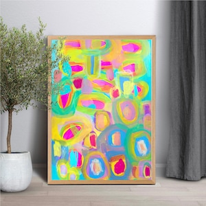 Colorful FRAMED Abstract Art Print - Large Maximalist Wall Art with Frame, Original Contemporary Art Poster, Multicolor Modern Wall Art