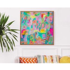 Original Abstrakte Malerei Bunte Helle Abstrakte Poster Multicolor Moderne Wandkunst für Wohnzimmer Esszimmer Schlafzimmer