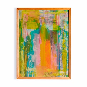 Impressão abstrata colorida e brilhante - decoração vibrante com dopamina, arte de parede moderna multicolorida, pôster de arte contemporânea, pintura original para impressão