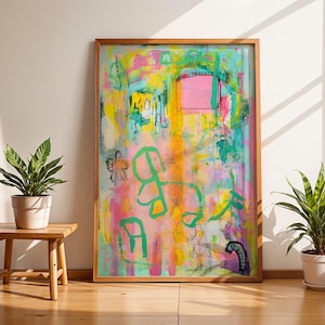 Large Colorful Abstract Wall Art - Vibrant Contemporary Painting Print, Bright Original Art Poster for Wall Decor