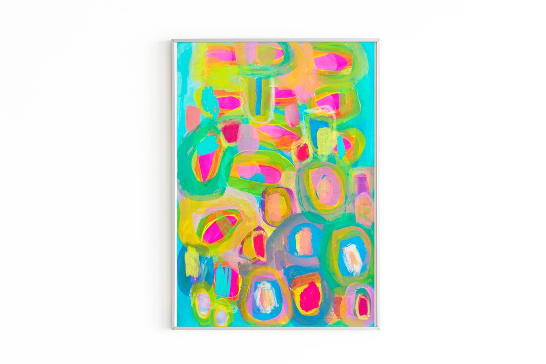Original Bright Abstract Art Print, Colorful Abstract Wall Art, Multicolor Abstract Pastel