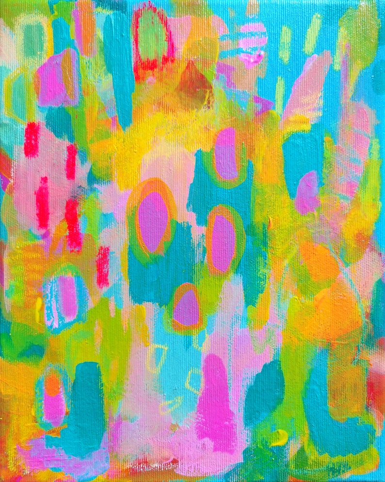 Original Abstract Painting on Canvas, Bright and Colorful Bold Wall Art