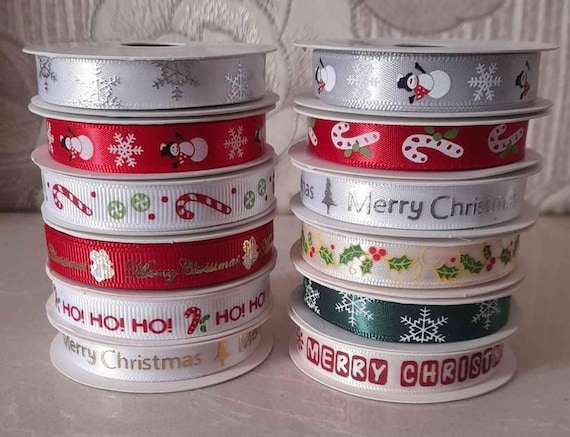 12x Christmas Ribbon - Pack of 12 Assorted 10mm x 4.5m Rolls