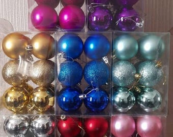 Christmas Baubles -  Packs of 12  -  5cm or 6cm -  9 Colours -  From 3.50 a Pack