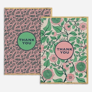 Regency bloemenbedankkaarten, set van 6 mooie bedankkaartjes, blanco A6-kaarten, milieuvriendelijke bloemenkaartjes, dankbaarheidskaarten voor bruiloft