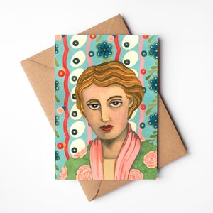 Virginia Woolf - carte de voeux - 5 x 7 pouces - carte vierge - écrivains féministes - carte d'anniversaire - carte pour elle - extra facultatif - message manuscrit