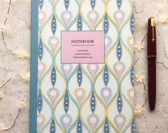 Hand-Painted Peacock A5 Bound Notebook – 96 Lined Pages, Layflat Eco-Friendly Stationery, Elegant Nature Journal for Writers & Book Lovers