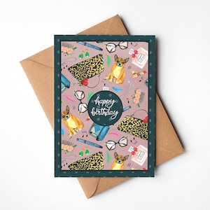 Mode Geburtstagskarte, 13x18 handbemalte Karte, Mama Geburtstagskarte, Einzigartiges Geschenk für Sie, Blanko Grußkarte, Optional Handschriftliche Nachricht