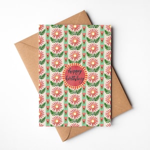 Blumen Geburtstagskarte, 13x18 handbemalte Daisy Karte, Mama Geburtstagskarte, Einzigartiges Geschenk für Sie, Blanko Grußkarte, Optional handschriftliche Nachricht