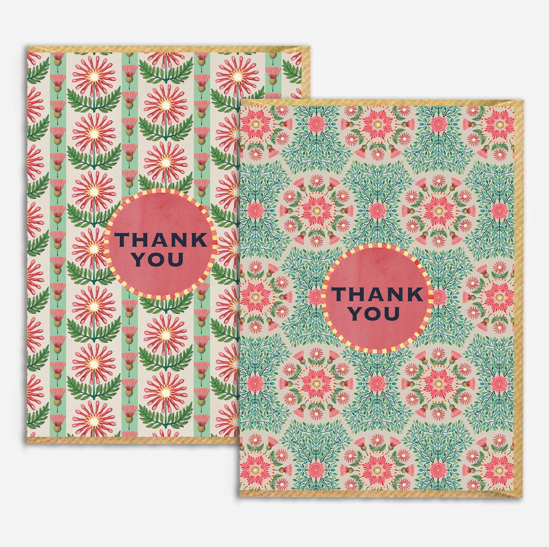 Floral Thank You Cards – Pack of 6 Thank You Cards – Unique Thank You ...