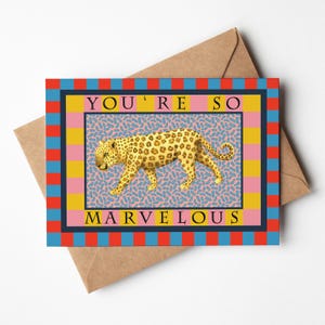 You're So Marvellous Leopard Geburtstagskarte, bunt, schrullig & umweltfreundliche Grußkarte, Karte für Mama, optional handgeschriebene Nachricht