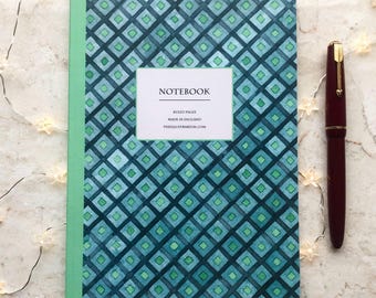 Hand-Painted Geometric A5 Bound Notebook – 96 Lined Pages, Layflat Eco-Friendly Stationery, Modern Art Journal for Writers & Book Lovers