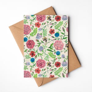 Florale Grußkarten - 13x18cm Blanko Kunstkarte - Blumen Geburtstagskarte - Gartenliebhaber Karte - Optional Extra - Handschriftliche Nachricht - Notizkarte