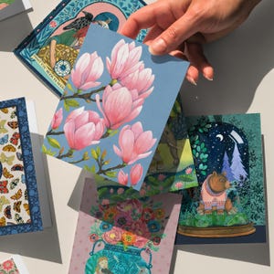 3 cartões de felicitações, SUA ESCOLHA, cartões de felicitações exclusivos pintados à mão, cartões de aniversário para ela, cartão de aniversário para a mãe, cartões em branco ecológicos
