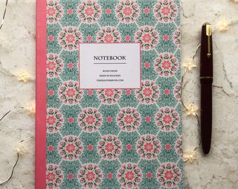 Daisy A5 Bound Notebook, 96 Lined Pages, Layflat Eco-Friendly Stationery for Her, Hand-Illustrated Floral Journal for Book Lovers & Writers