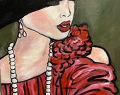 Lady in Paris, original painting, acrylic on canvas