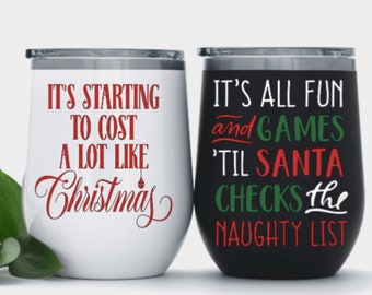 Vinyl Decal Sticker for Wine bottle diy FUN RUDOLF EATS NAUGHTY LIST CHRISTMAS