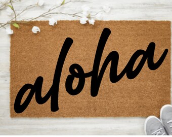 Aloha Doormat | Mahalo Mat | Hawaiian Doormat | Beach Doormat | Hello Doormat | Welcome Mat | Beach Gift | Home Decor