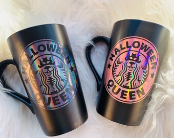 Halloween Coffee Cup | Skeleton Coffee Cup | Halloween Tumbler | Halloween Cup|Black Mug | Witch Coffee Cup | Halloween Queen| Spooky Season