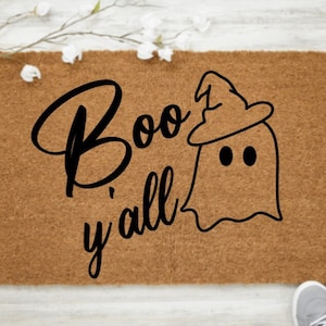 Ghost Doormat | Cute Ghost  Halloween Decor | Halloween Doormat |Fall Doormat |Boo Y&#39;all Doormat |Pumpkin Doormat |Cute Halloween Ghost