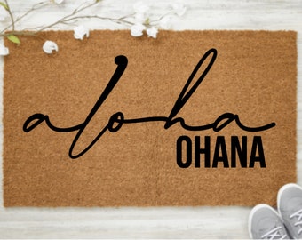 Aloha Ohana Doormat | E Komo Mai Doormat | Aloha Doormat | Mahalo Mat | Hawaiian Doormat | Beach Doormat | Welcome Mat | Hawaii Decor