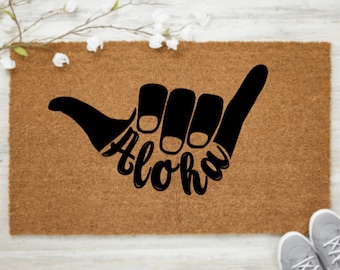 Aloha Mat | Shaka Mat | Hawaii Doormat | Tropical | Beach Doormat | Housewarming Gift