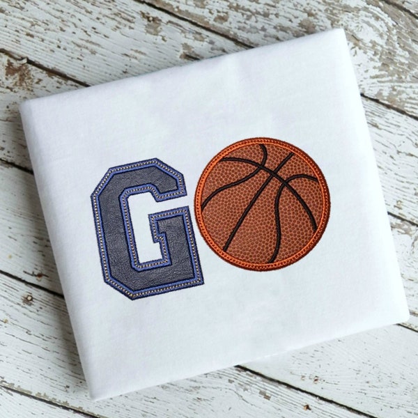 Basketball GO Applique Embroidery Design Download Stitch Design - 0025