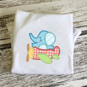 Elephant Airplane Applique Embroidery Design Download Stitch Design - 0118