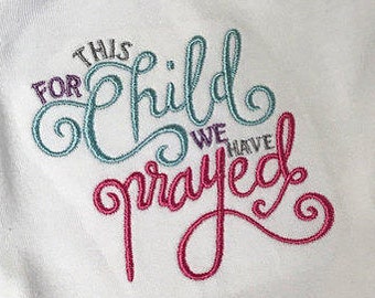 Per questo bambino abbiamo pregato ricamo Design Download Stitch Design - 0259