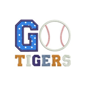 Tigers Basketball GO Applique Embroidery Design Download Stitch Design - 0110