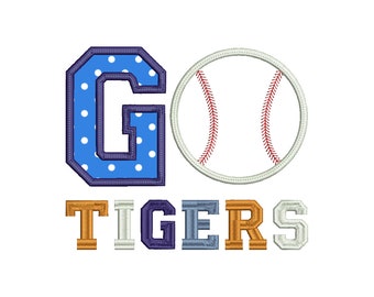 Tigers Basketball GO Applique Embroidery Design Download Stitch Design - 0110