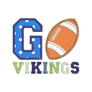 Vikings Football GO Applique Embroidery Design Download Stitch Design - 0087